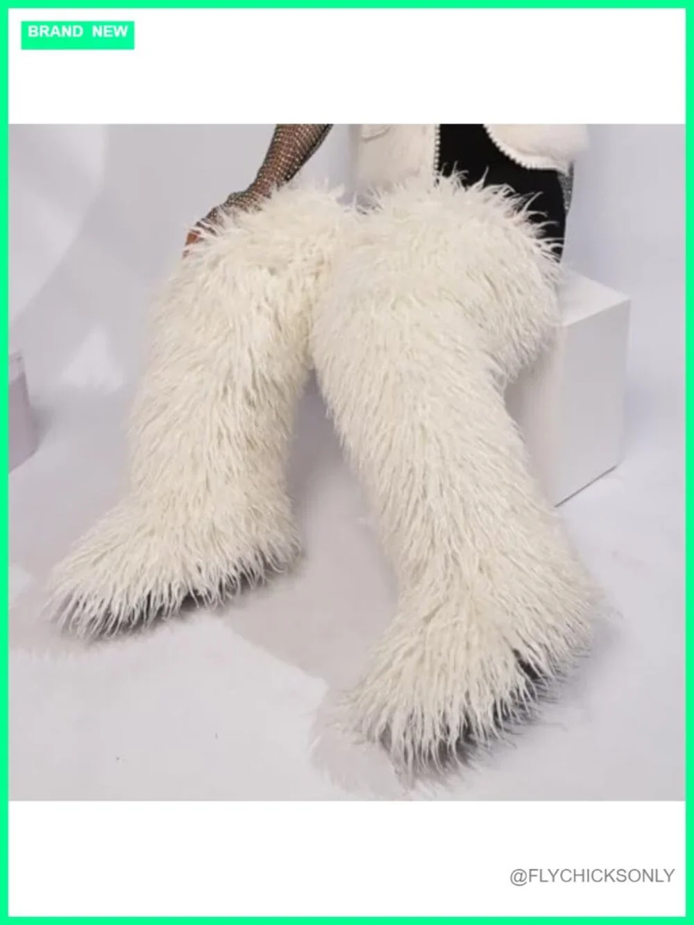 Over the Knee Faux Fur Boots Thigh High Fluffy Tall Winter Shoes for Women